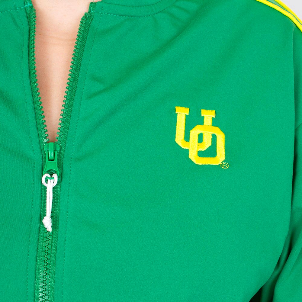 Interlocking UO, Zoozatz, Green, Coat/Jacket, Polyester Blend, Women, Track & Field, Stiped, Cropped style, 927975
